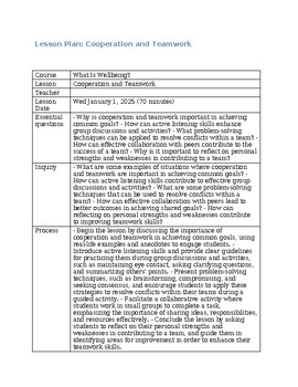 Preview of Student Wellbeing Relationship Skills lesson plan