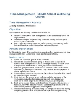 Preview of Student Wellbeing Time Management Group Activities
