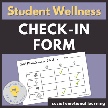 Preview of Student Wellness Check In Form | Healthy Habits, Self Care, Mental Health