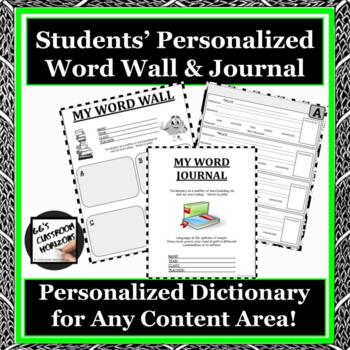 Preview of Student Word Wall & Journal for Any Content Area | Back to School | Full Year