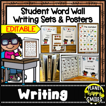 Preview of Student Word Wall Writing Set and Posters (EDITABLE)