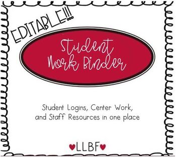 Preview of Student Work Binder - FREE and EDITABLE!!!