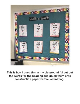 Preview of Student Work Classroom Display interactive bulletin board Star Work