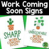 Student Work Coming Soon Signs for Plant Classroom Theme