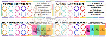 Preview of Student Work Habit Trackers- Fully Investing in ELA and Math!