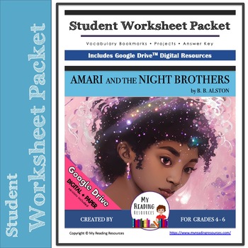 Preview of Student Worksheet Packet: Amari and the Night Brothers (Print + DIGITAL)