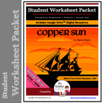 Preview of Student Worksheet Packet: Copper Sun by Sharon Draper (Print + DIGITAL)