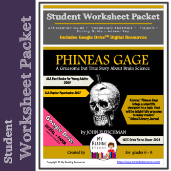 Preview of Student Worksheet Packet: Phineas Gage by John Fleischman (Print + DIGITAL)