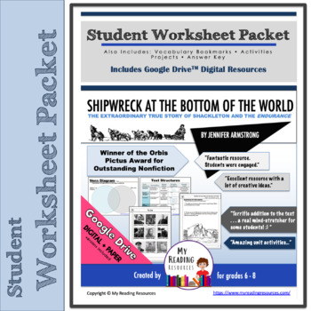 Preview of Student Worksheet Packet: Shipwreck at the Bottom of the World (Print + DIGITAL)
