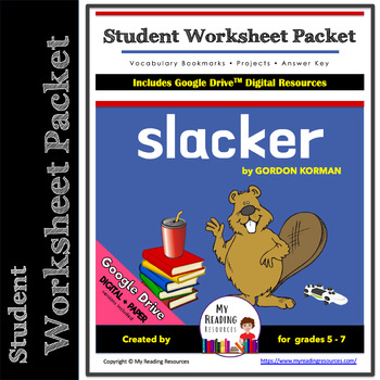 Preview of Student Worksheet Packet: Slacker by Gordon Korman (Print + DIGITAL)