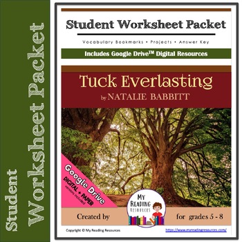 Preview of Student Worksheet Packet: Tuck Everlasting by Natalie Babbitt (Print + DIGITAL)