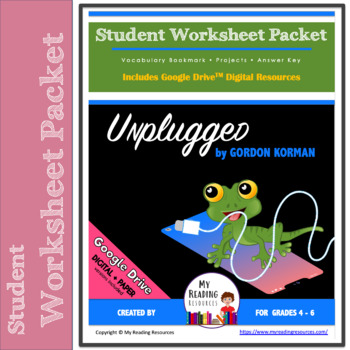 Preview of Student Worksheet Packet: Unplugged by Gordon Korman (Print + DIGITAL)