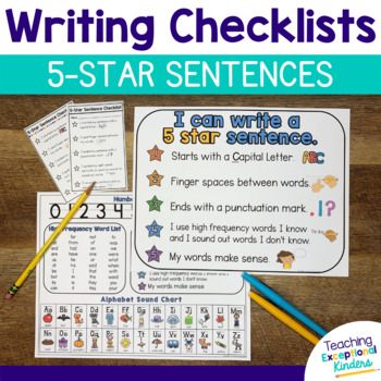 Preview of Student Writing Checklist | 5 Star Sentence Writing Posters and Checklists