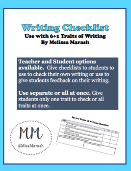 Preview of Student Writing Checklist (6+1 Traits)