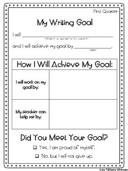 Student Writing Self-Assessment and Goals | TpT