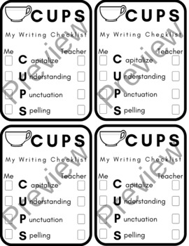 Preview of Student Writing Self-Monitoring Checklist CUPS