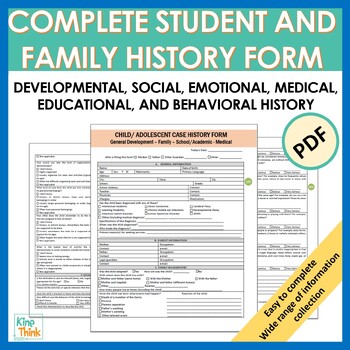 Preview of Student - Family History Form: Academic, Medical, Developmental, Social + more