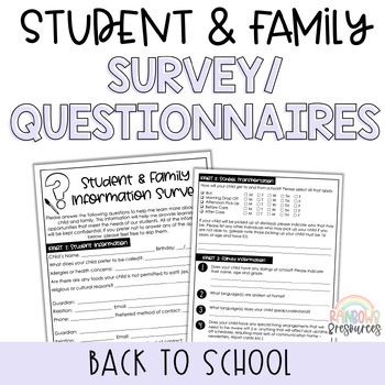 Preview of Student and Family Information Survey | Back to School Questionnaire