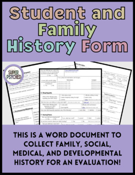 Preview of Student and Family, Social, Medical, Developmental History Form