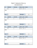Student and Parent Communication Log - Template