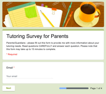 Preview of Student and Parent Tutoring Questionnaires (BUNDLE - 2 questionnaires)
