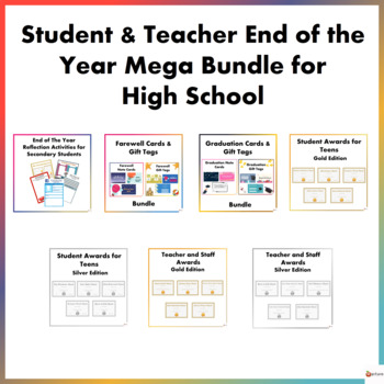Preview of End of Year Student and Teacher Award Certificates Mega Bundle for High School