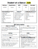 Student at a Glance Forms (EDITABLE)