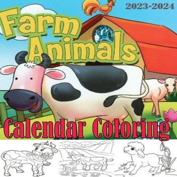 Preview of Student calendar 2023-2024 coloring teachers animal farme & note
