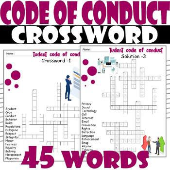 Student code of conduct WORD SEARCH/SCRAMBLE/CROSSWORD BUNDLE PUZZLES