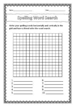 Preview of Student created Spelling Word Search