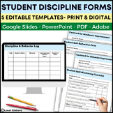 Student Discipline Forms, Editable, Printable, Digital, Go