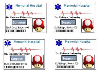 Preview of Doctor theme badges, Dr. Badge template, Surgery, classroom transformation