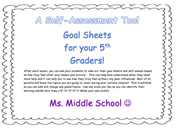 Preview of 5th Grade Student friendly "I can" goal sheets