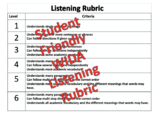Student friendly WIDA Listening Rubric