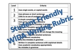 Student friendly WIDA Writing Rubric