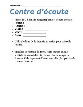 Preview of Student instructions for Guided reading center/  Lecture guidee Feuille de route