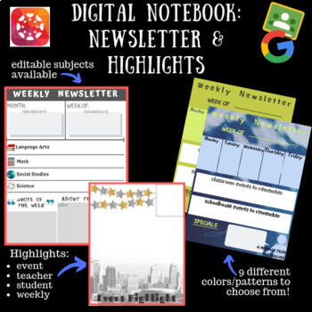 Preview of Student-led Newsletter Highlight Editable Google Doc Classroom