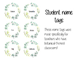 Student name tags (Botanical theme)