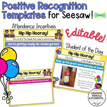 Preview of Student of the Day & Positive Messages Template for Seesaw - Distance Learning