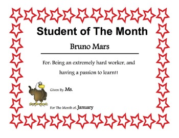 Preview of Student of the Month Award-Template *EDITABLE