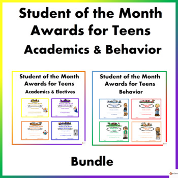Preview of Student of the Month Behavior and Academic Awards for Tweens and Teens Bundle