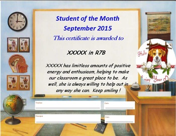 Preview of Student of the Month Certificate