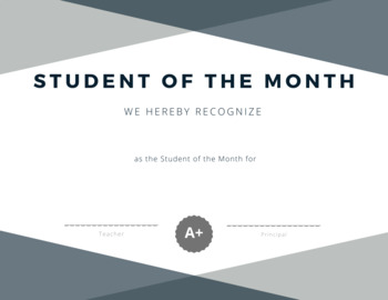 Preview of Student of the Month Certificate Black/Gray