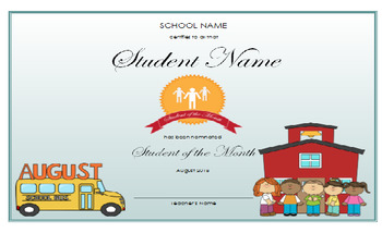 Preview of Student of the Month Certificates (12 months)