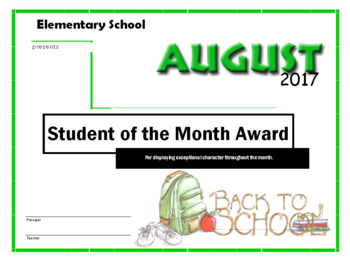 Preview of Student of the Month Certificates