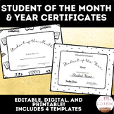 Student of the Month and Year Award Certificates | Editabl