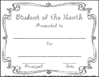 Preview of Student of the Month award certificate Silver Glitter Fabric Font style letters