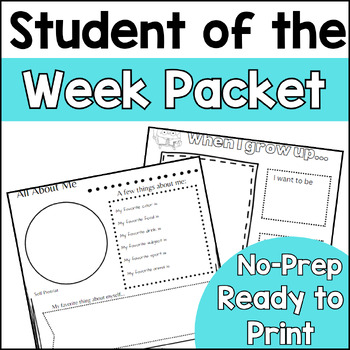 Student of the Week Activities by Teaching with Purfection | TPT