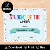 Student of the Week Certificate, Editable & Printable, Sta