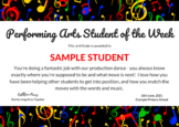 Student of the Week Certificate - Music/Performing  Arts